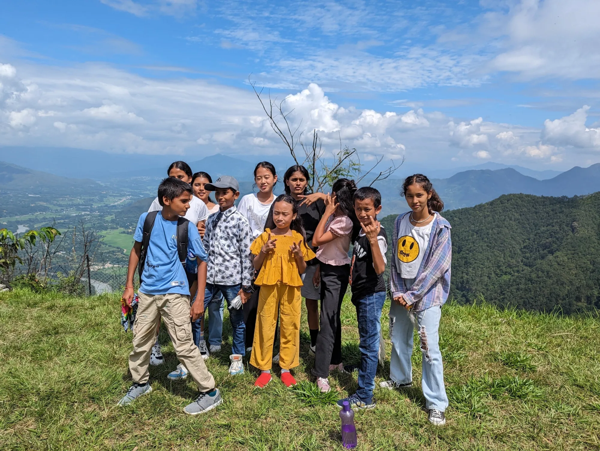 A group of Pestalozzi children up on a mountain in Nepal