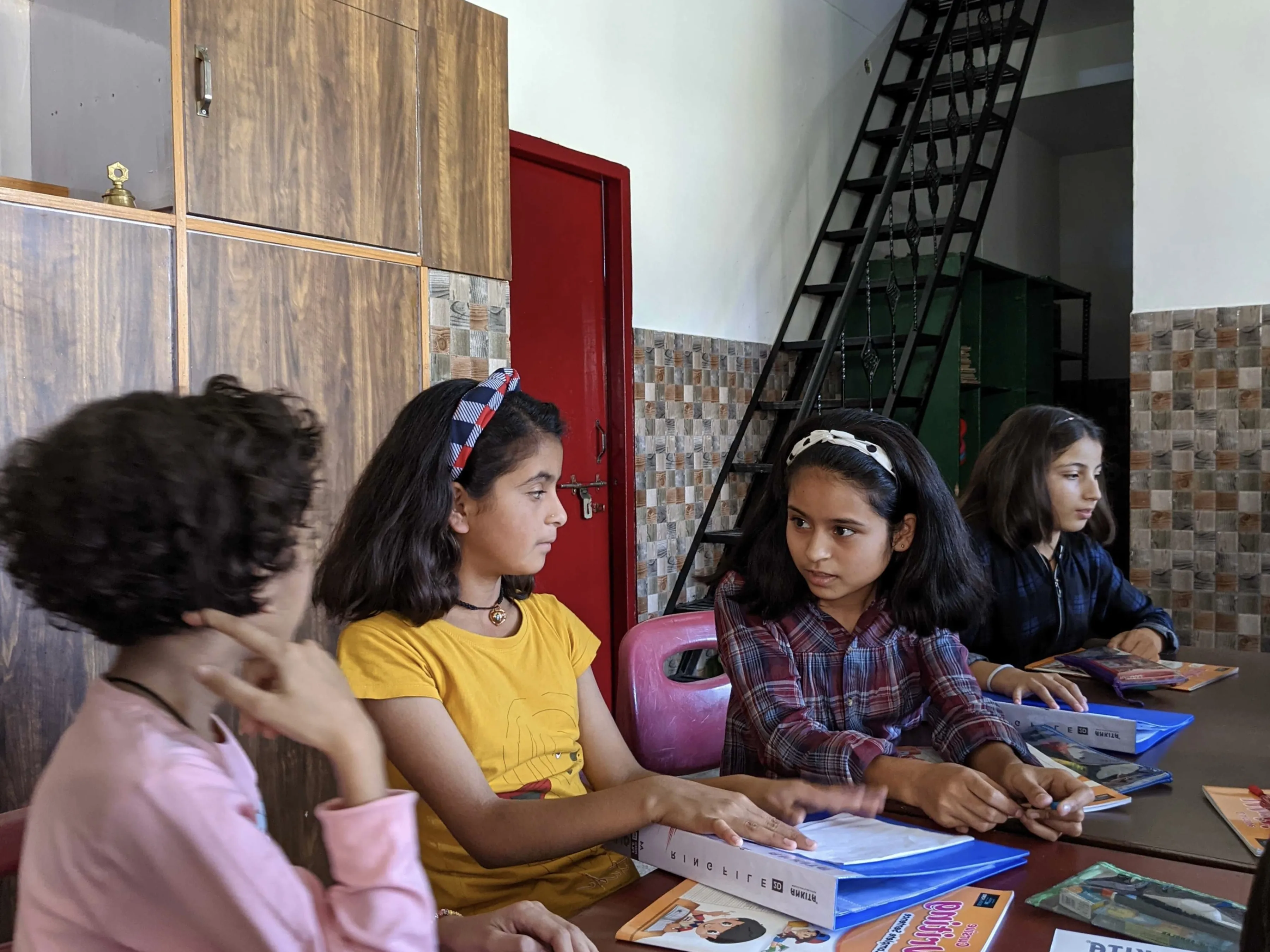 Girls discussing in class at Pestalozzi India