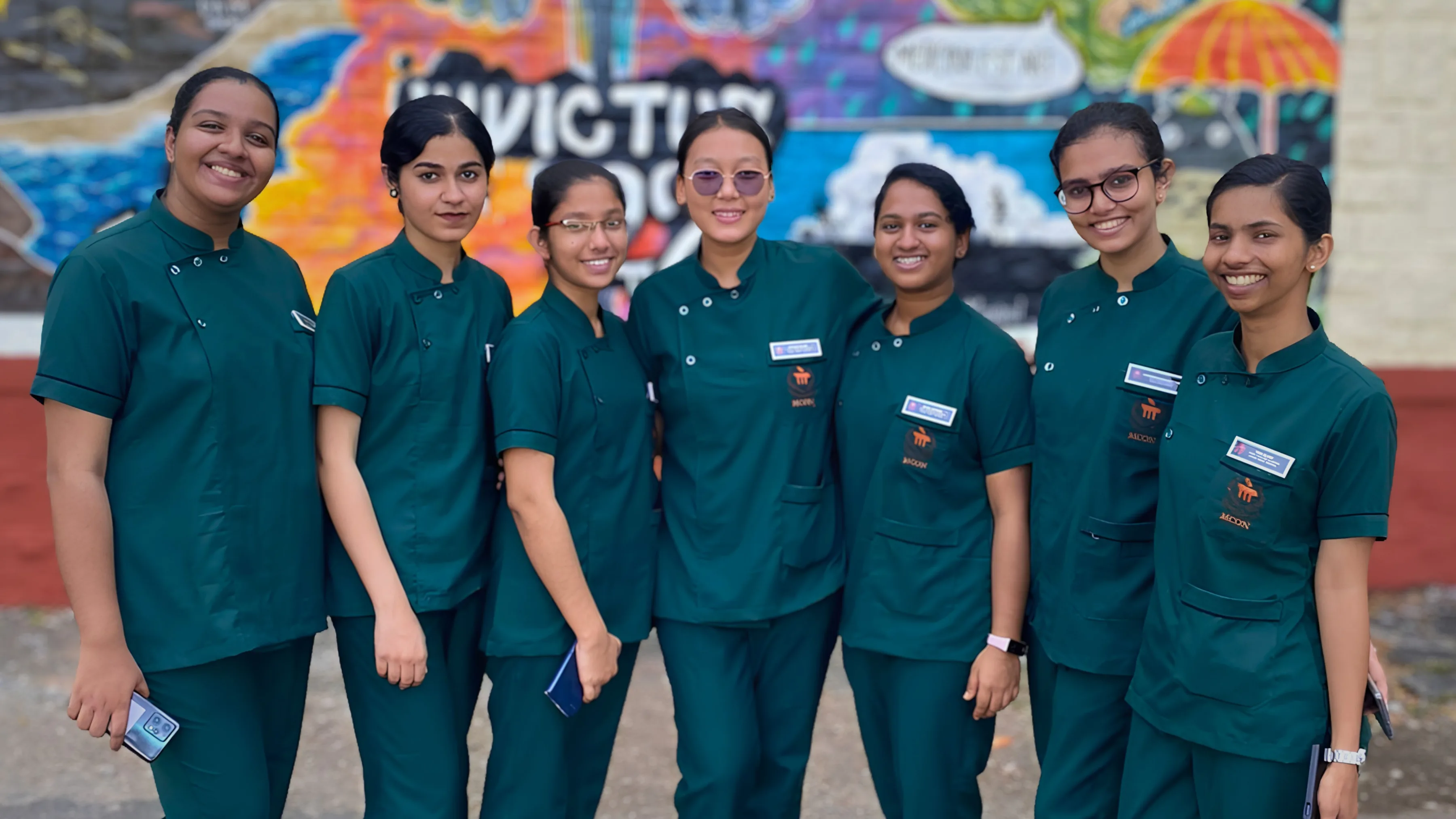 Happy group of female students from Pestalozzi India studying medicine