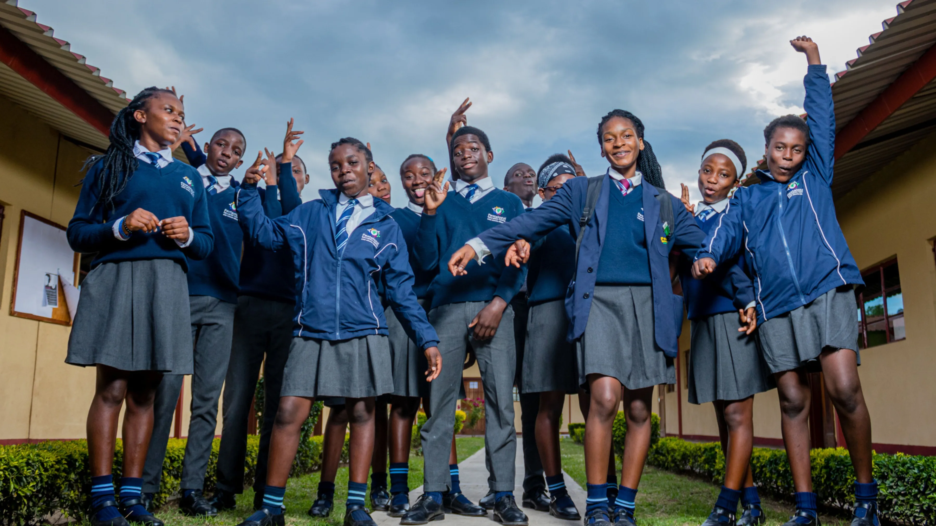 Students from Pestalozzi Zambia in school uniform