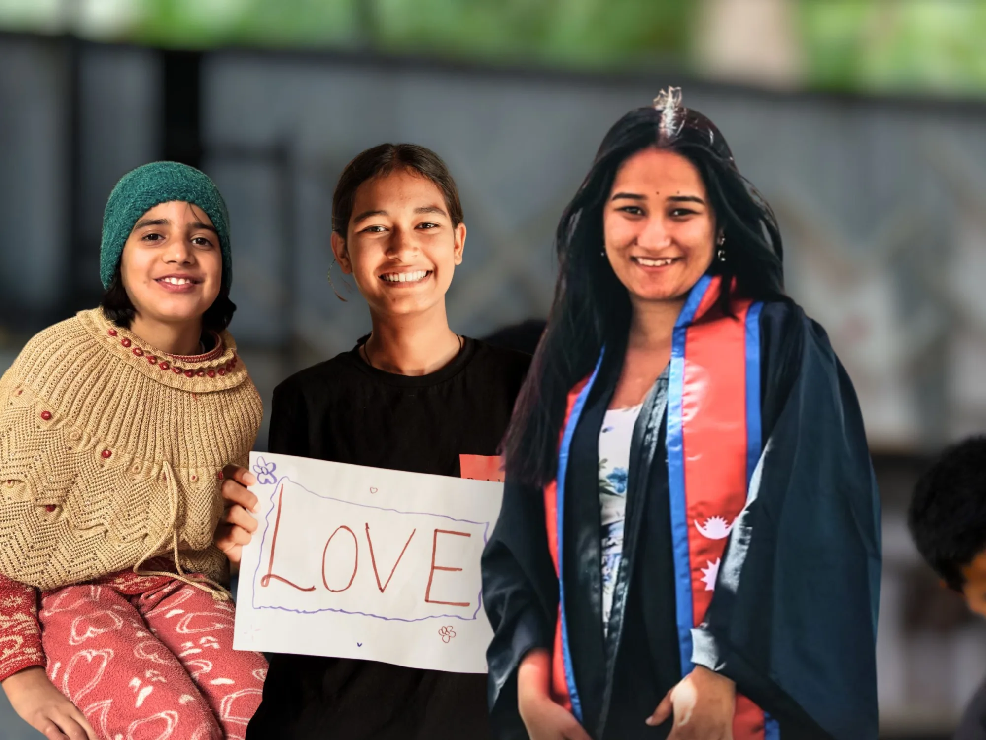 Image of three female students from India and Nepal.