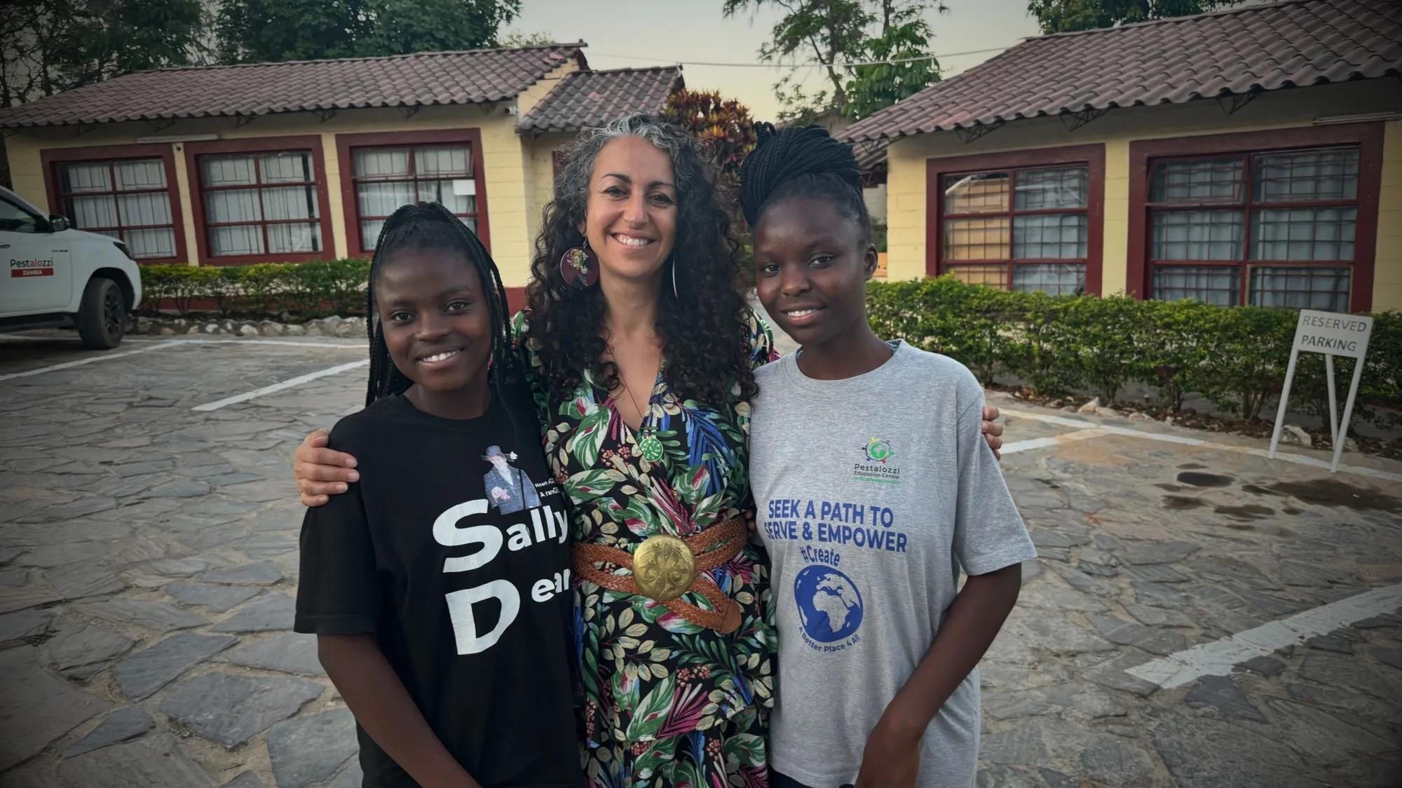 Sonia and females students in Pestalozzi Zambia