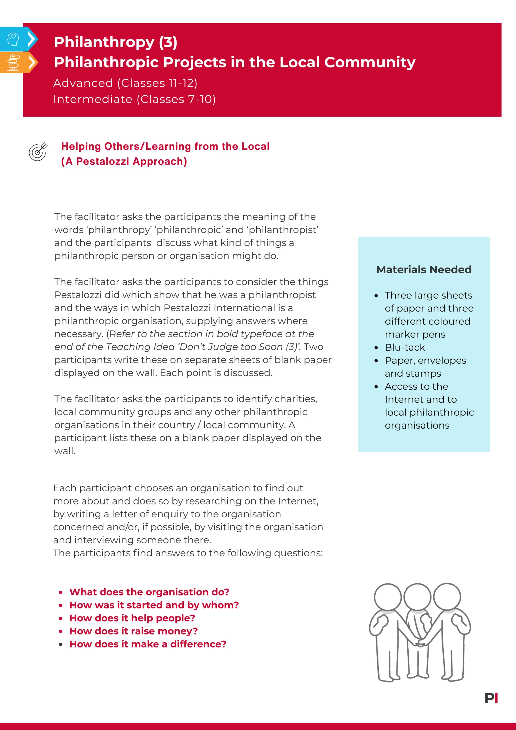 Image of teaching idea Philanthropy 3 Philanthropic Projects in the Local Community