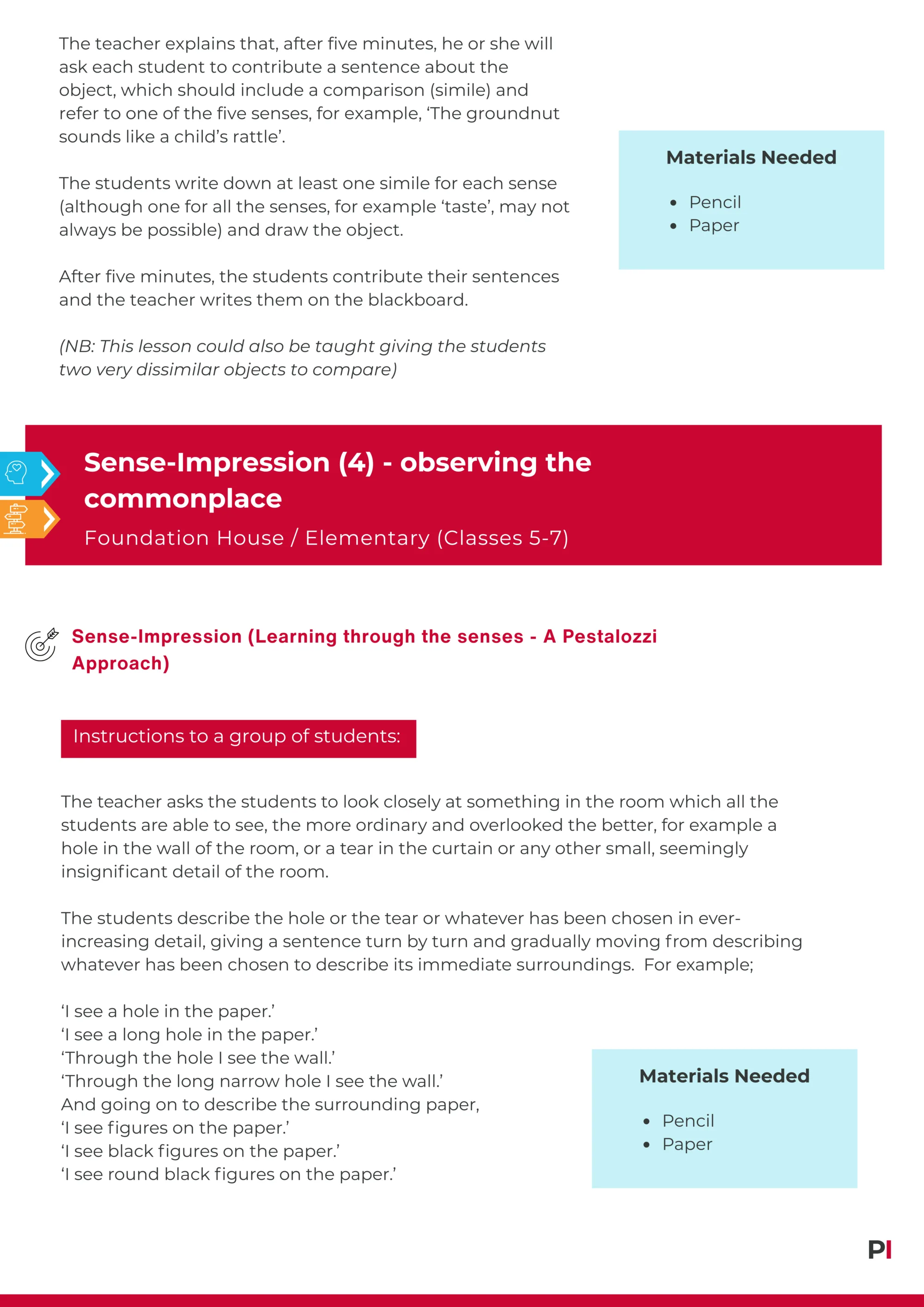 Image of teaching idea Sense Impression 4