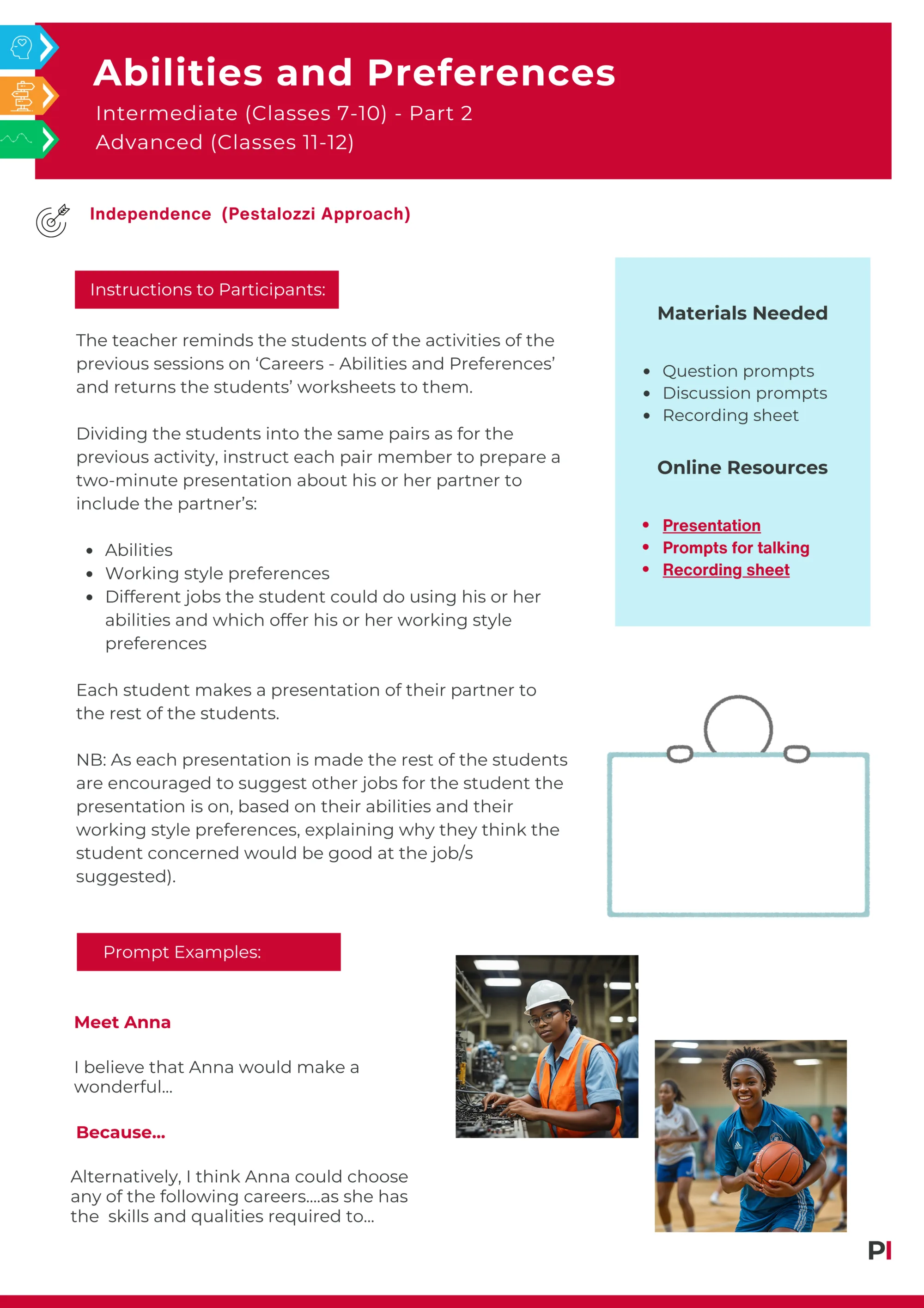 Image of teaching idea Careers 8 Abilities and Preferences