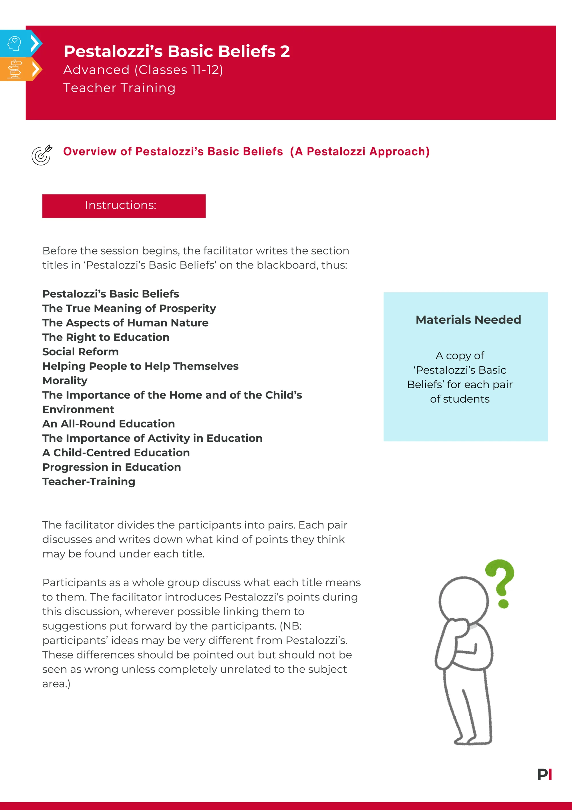 Image of teaching idea - Pestalozzi's basic beliefs