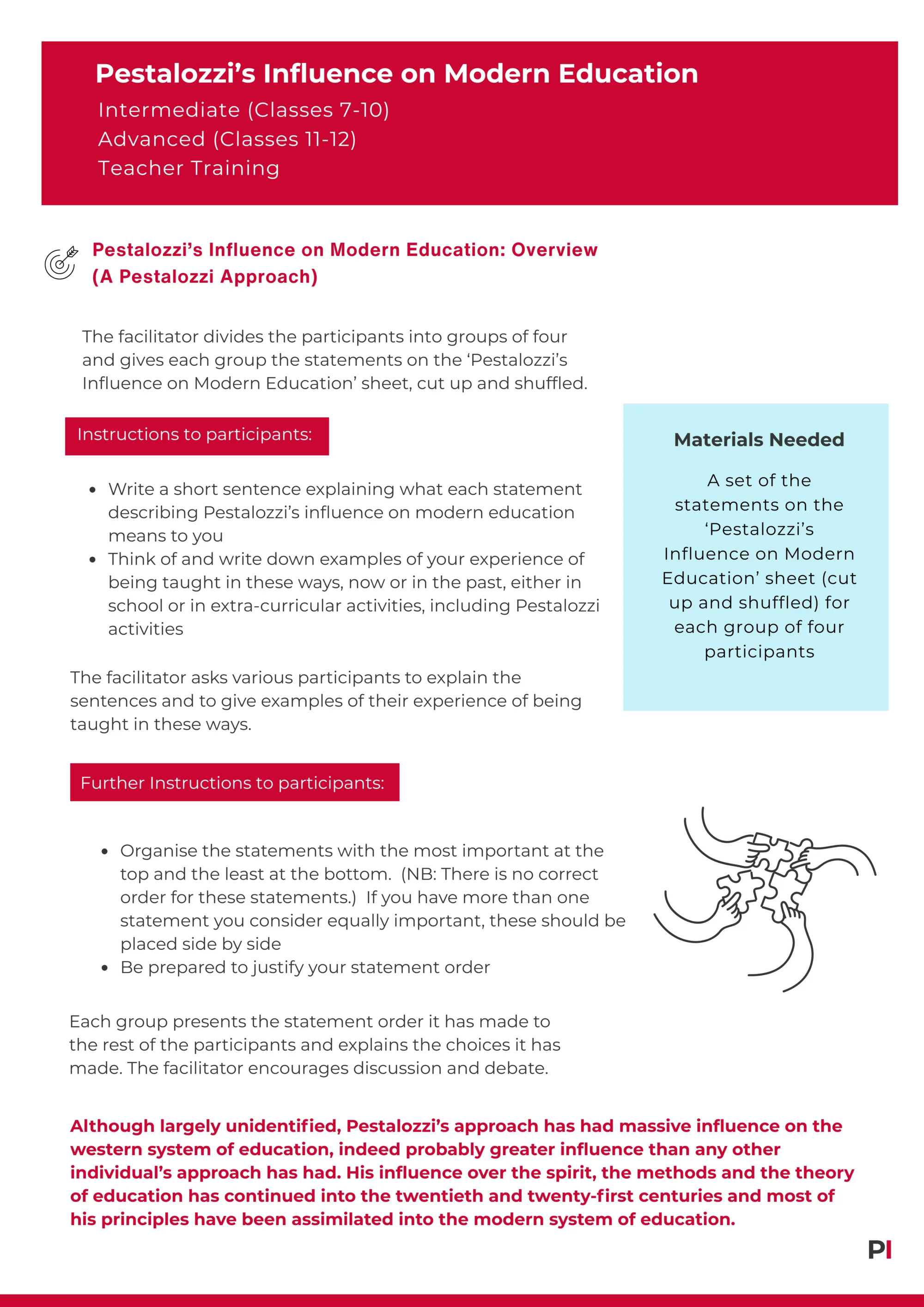 Image of teaching idea Pestalozzi's Influence on Modern Education