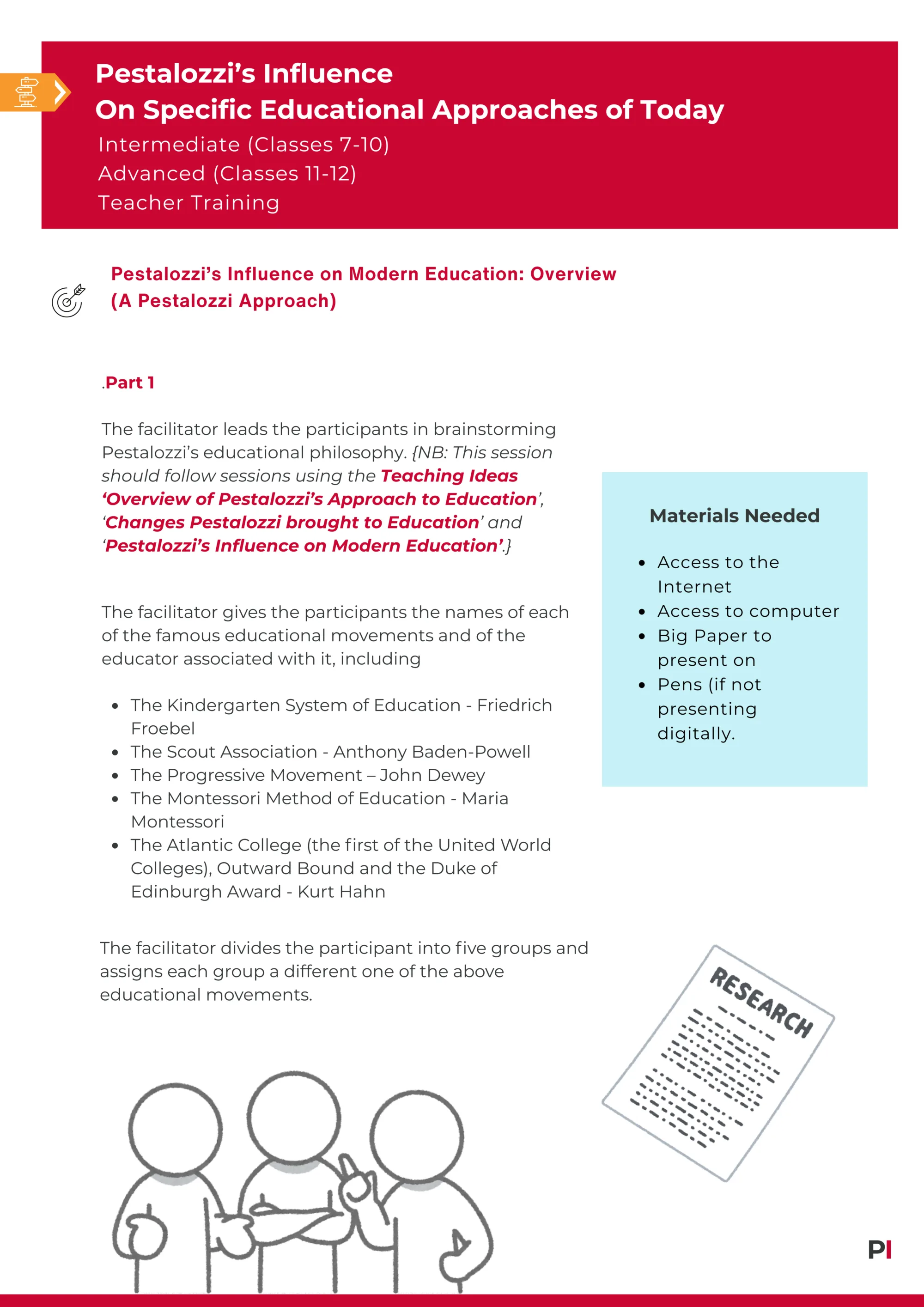 Image of teaching idea Pestalozzi's Influence On Specific Educational Approaches of Today (iimage)