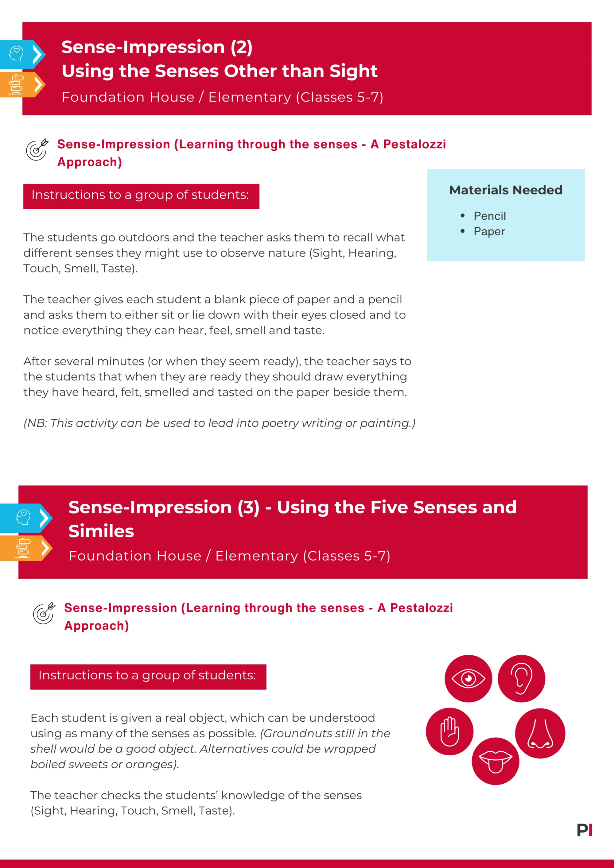 Image of teaching idea 2 Sense Impression 1-5
