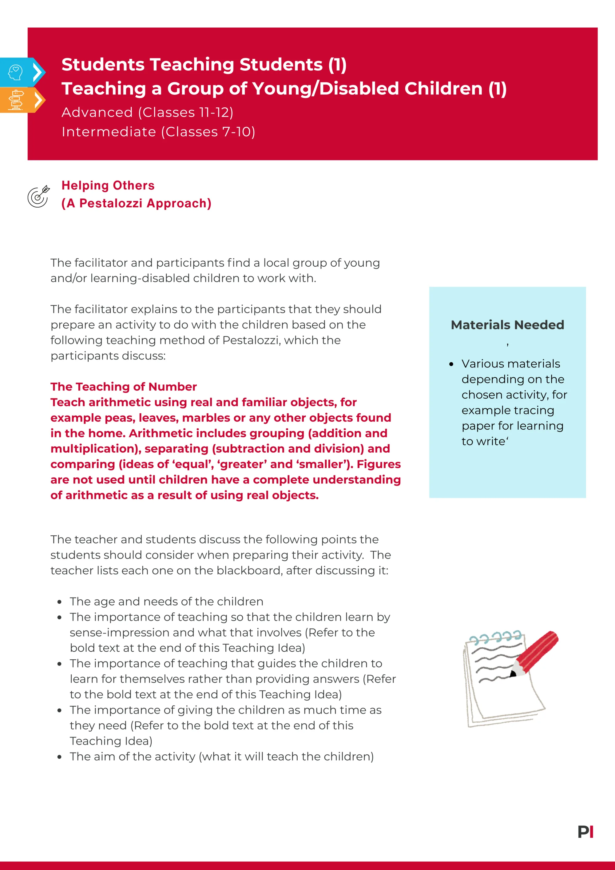 Image of teaching idea Students Teaching Students 1 Teaching a Group of Young Disabled Children