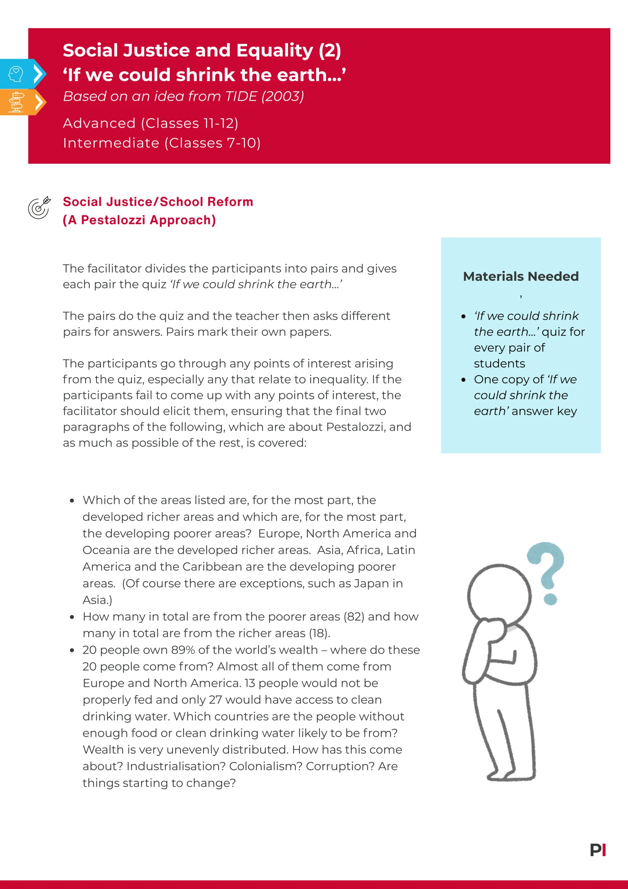 Social Justice and Equality 2 If we could shrink the earth Based on an idea from TIDE 2003