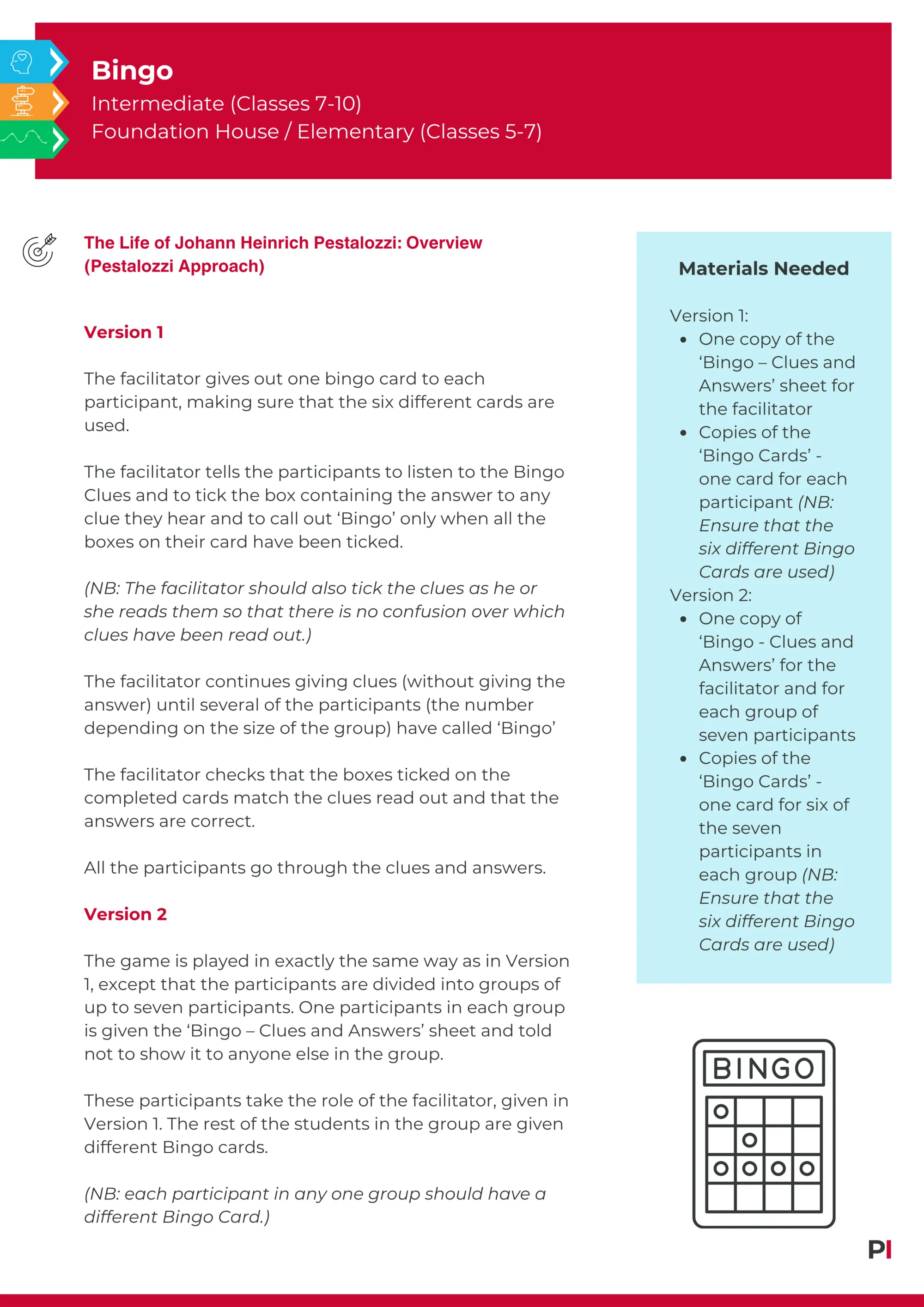 Image of teaching idea - Bingo