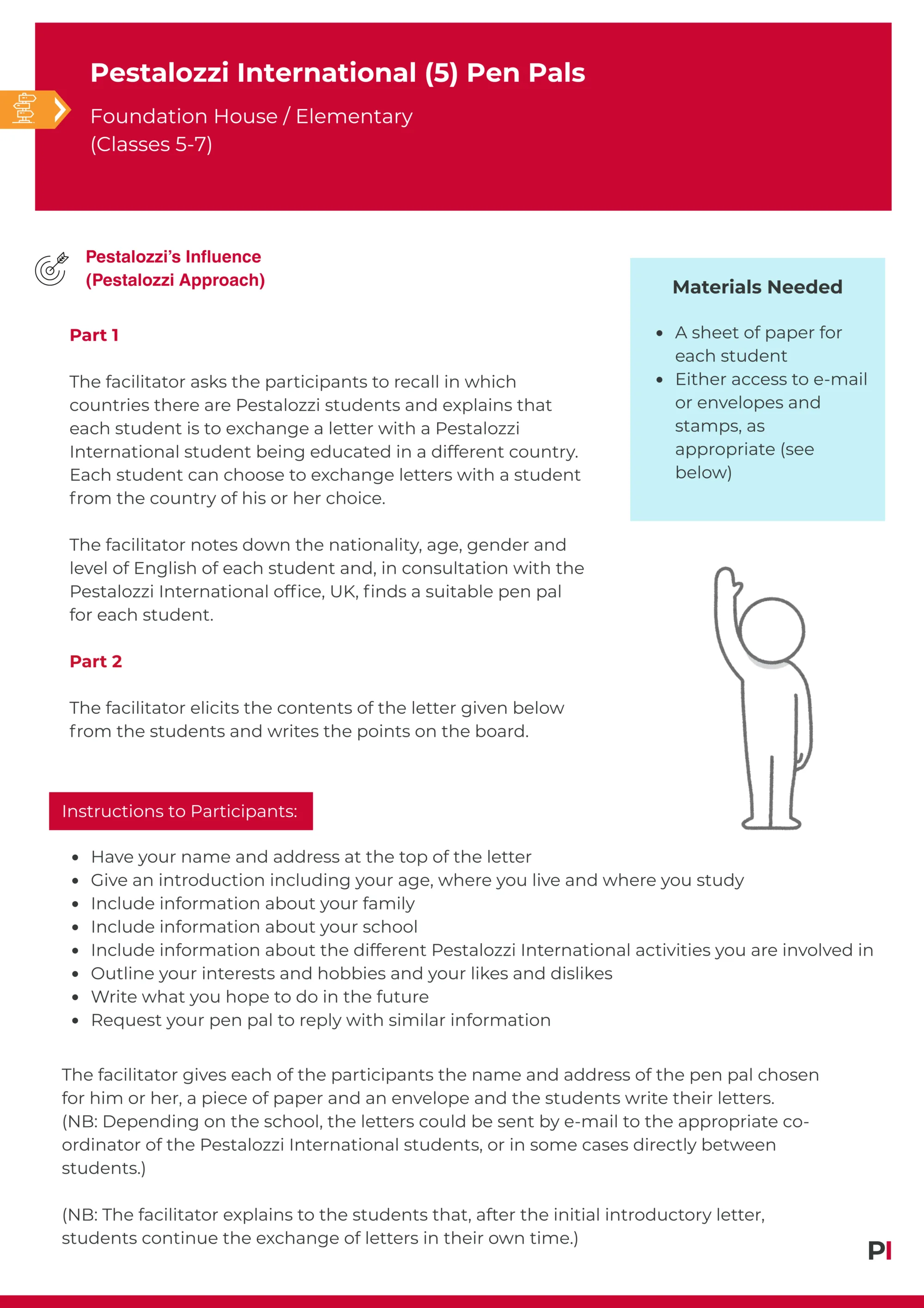 Image of teaching idea - Pestalozzi Pen Pals